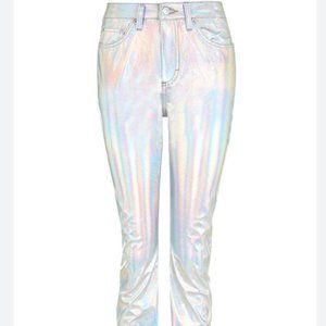 topshop iridescent holographic glitter silver pants